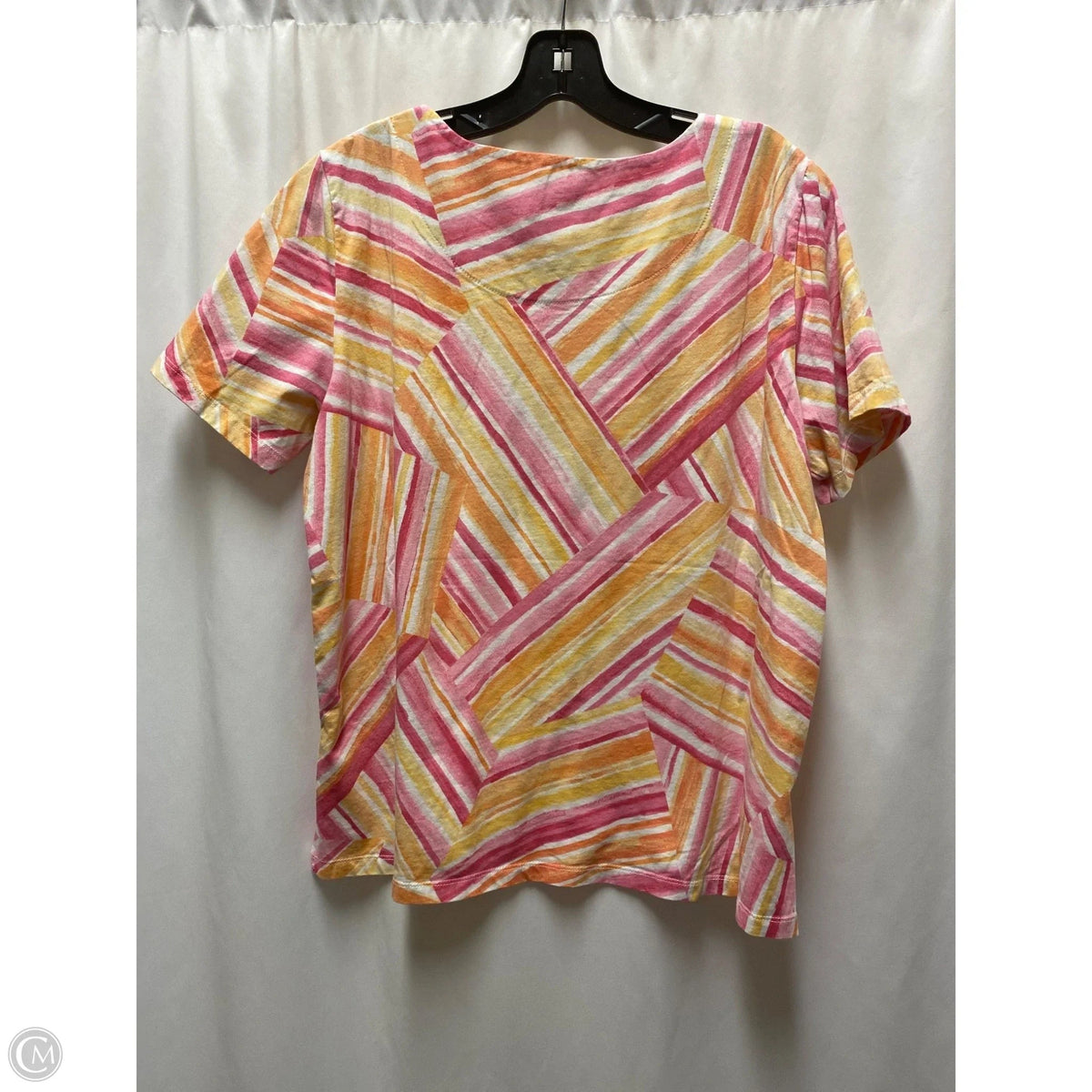 Top Short Sleeve By Alfred Dunner In Pink & Yellow, Size: L