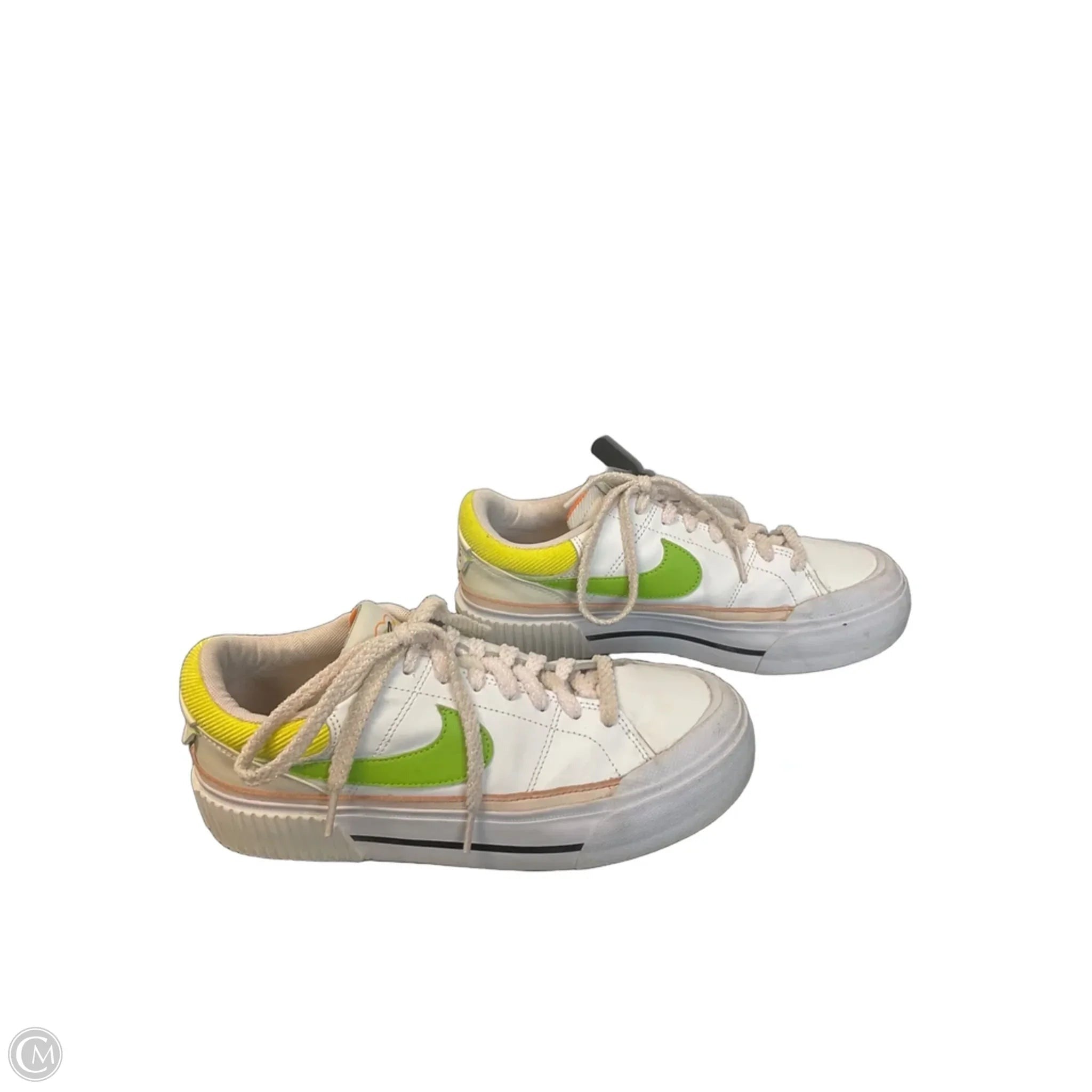 Shoes Sneakers By Nike In White & Yellow, Size: 8