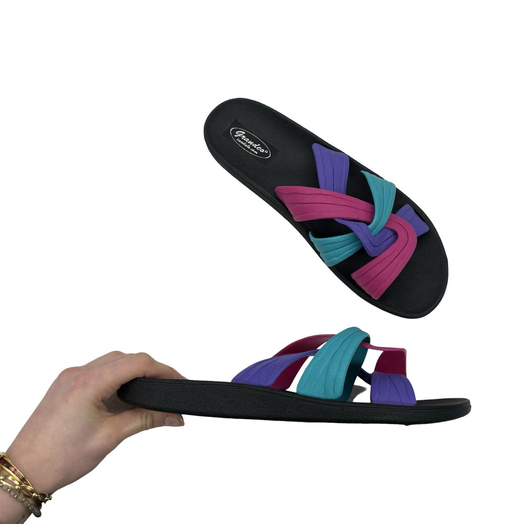 Sandals Flats By Clothes Mentor In Multi, Size:10