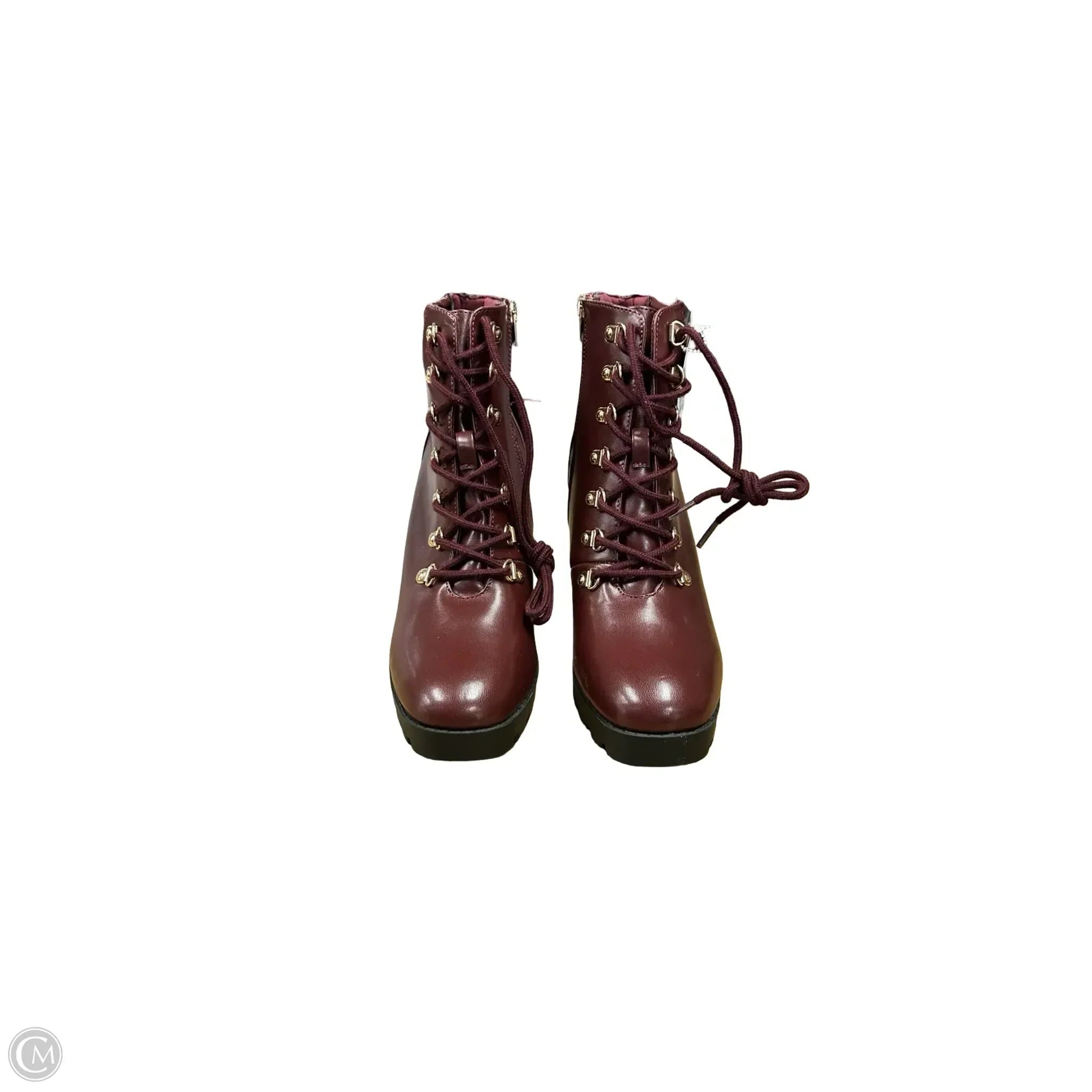 Boots Ankle Heels By Cme In Maroon, Size: 9.5
