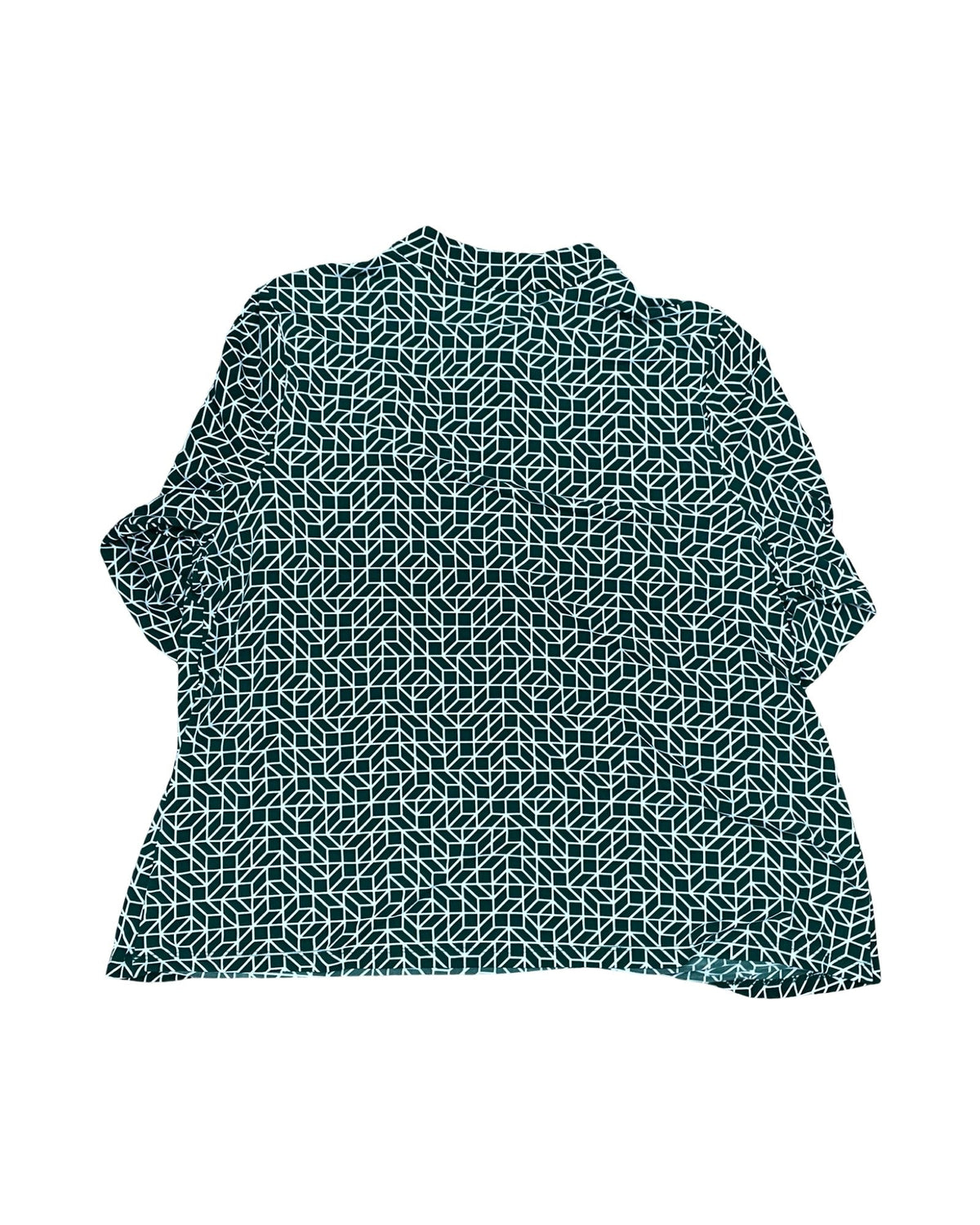 Top Ls By Liz Claiborne In Green & White, Size:1X