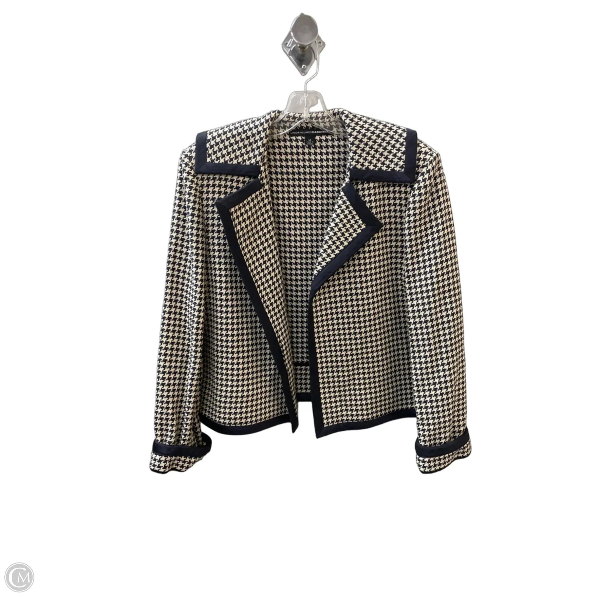 Blazer By Linda Allard In Blue & Cream, Size: L