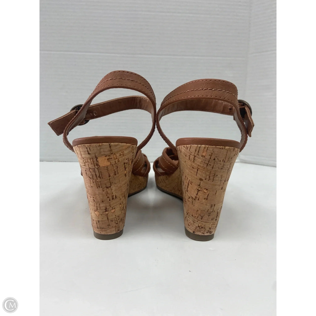 Sandals Heels Block By Clothes Mentor In Brown, Size: 8.5