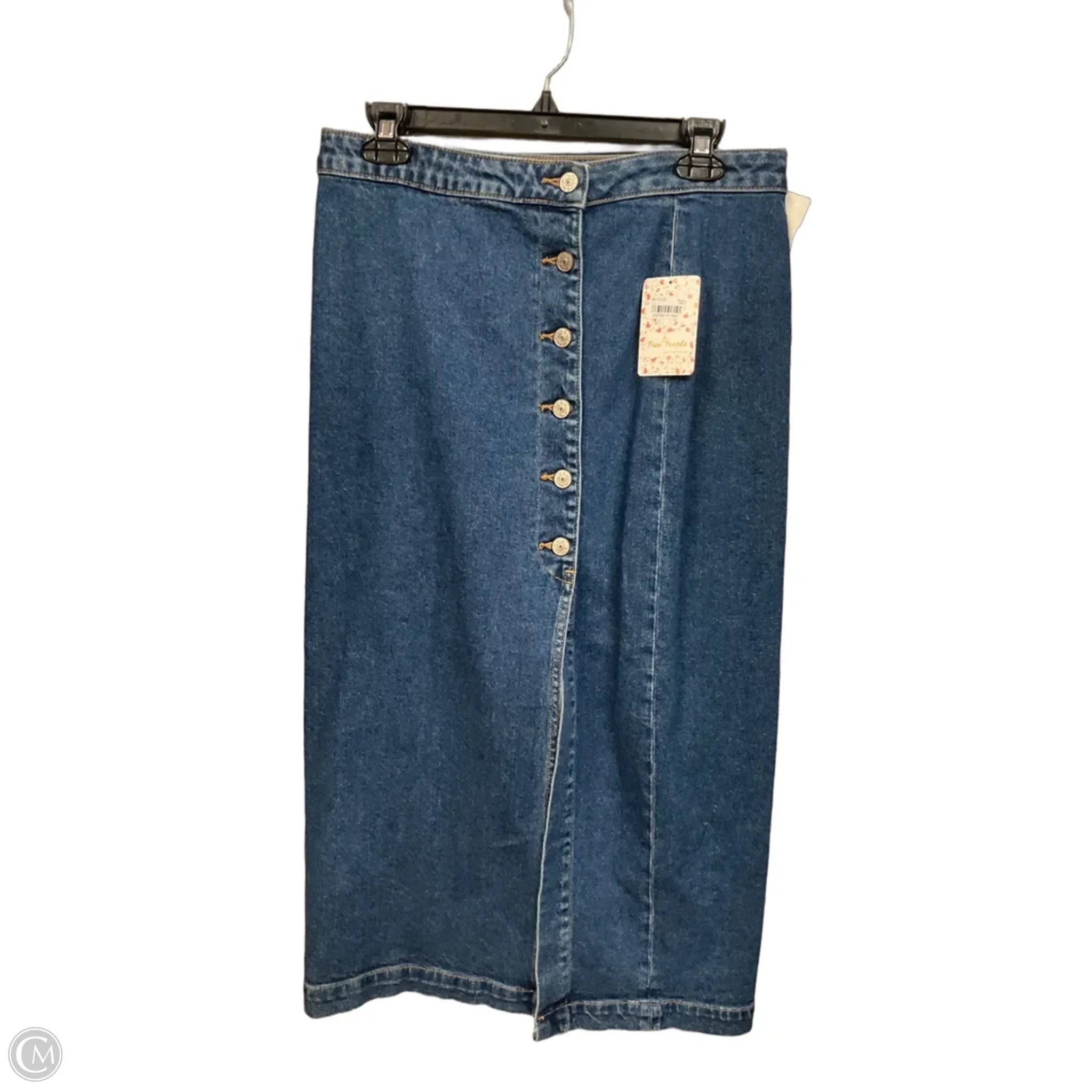 Skirt Midi By Free People In Blue Denim, Size: 8