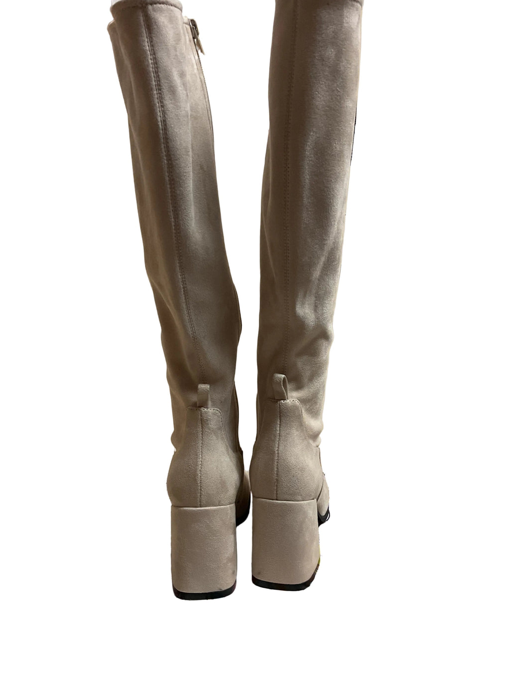 Boots Knee Heels By Jeffrey Campbell In Cream, Size:7