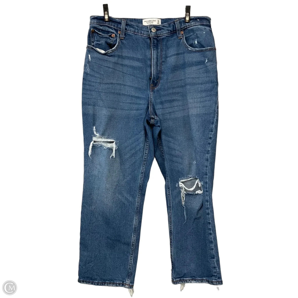 Jeans Straight By Abercrombie And Fitch In Blue Denim, Size: 12