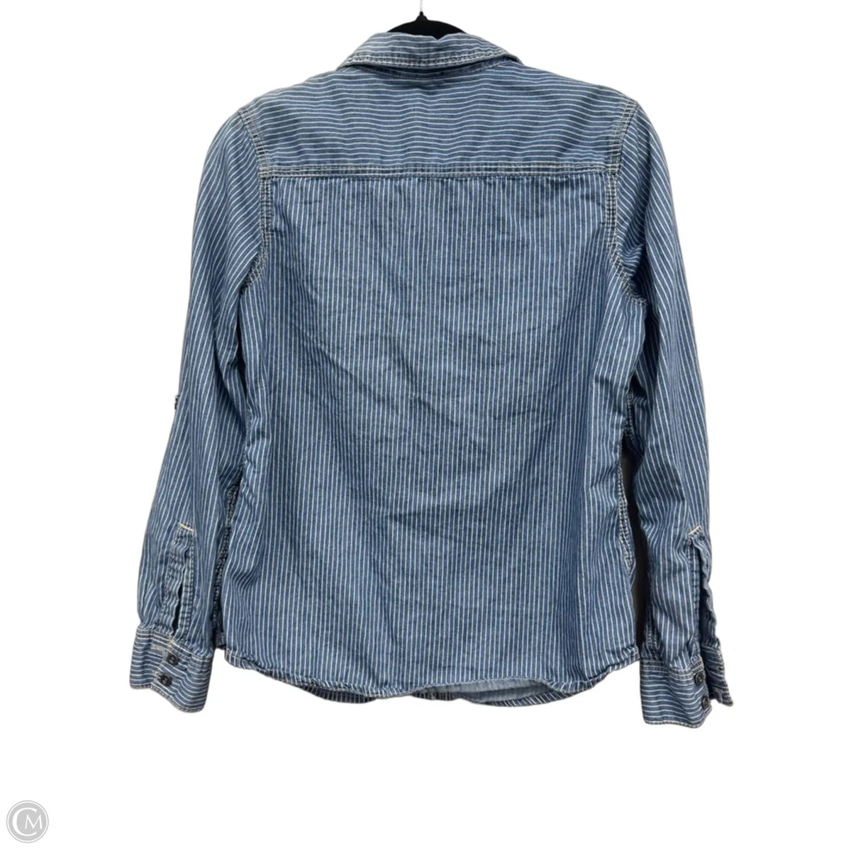 Top Long Sleeve By Seven 7 In Blue & White, Size: M