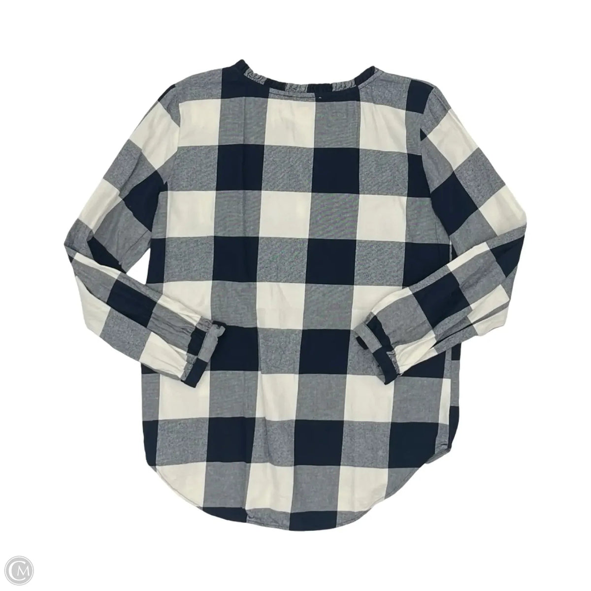 Blouse Long Sleeve By Loft In Blue & White, Size: S