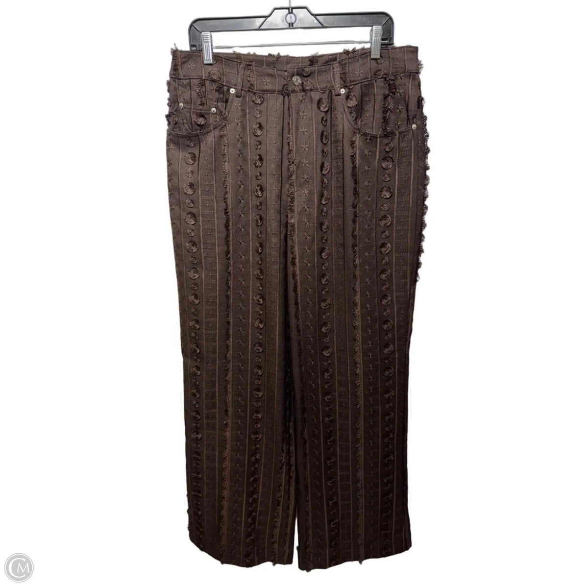 Embroidered Wide Leg Pants By Line & Dot In Brown, Size: Xl