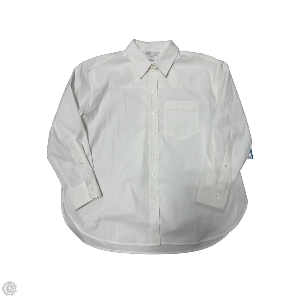 Athletic Top Long Sleeve Collar By Athleta In White, Size: M