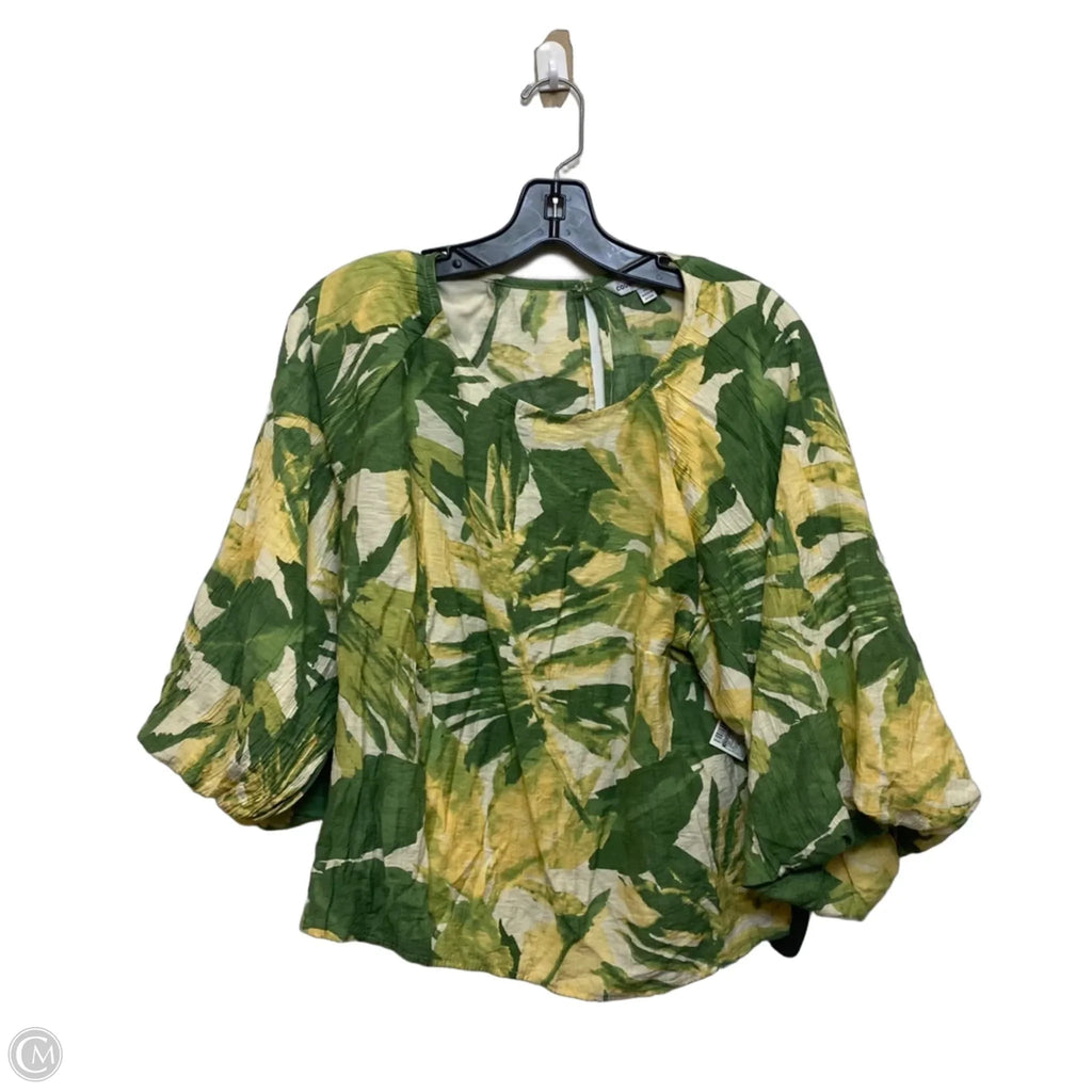 Top 3/4 Sleeve By Counterparts In Green & Yellow, Size: Xl