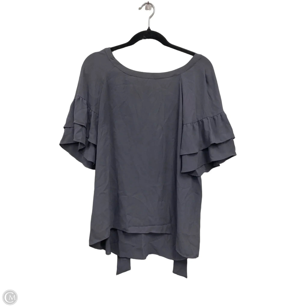 Blouse Short Sleeve By Loft In Grey, Size: L