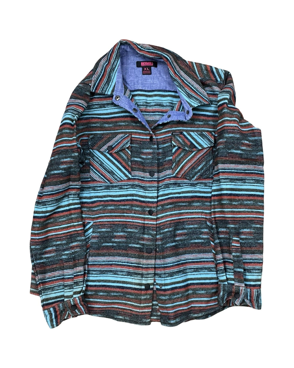Jacket Shirt By Rock & Roll In Green & Orange, Size:Xl