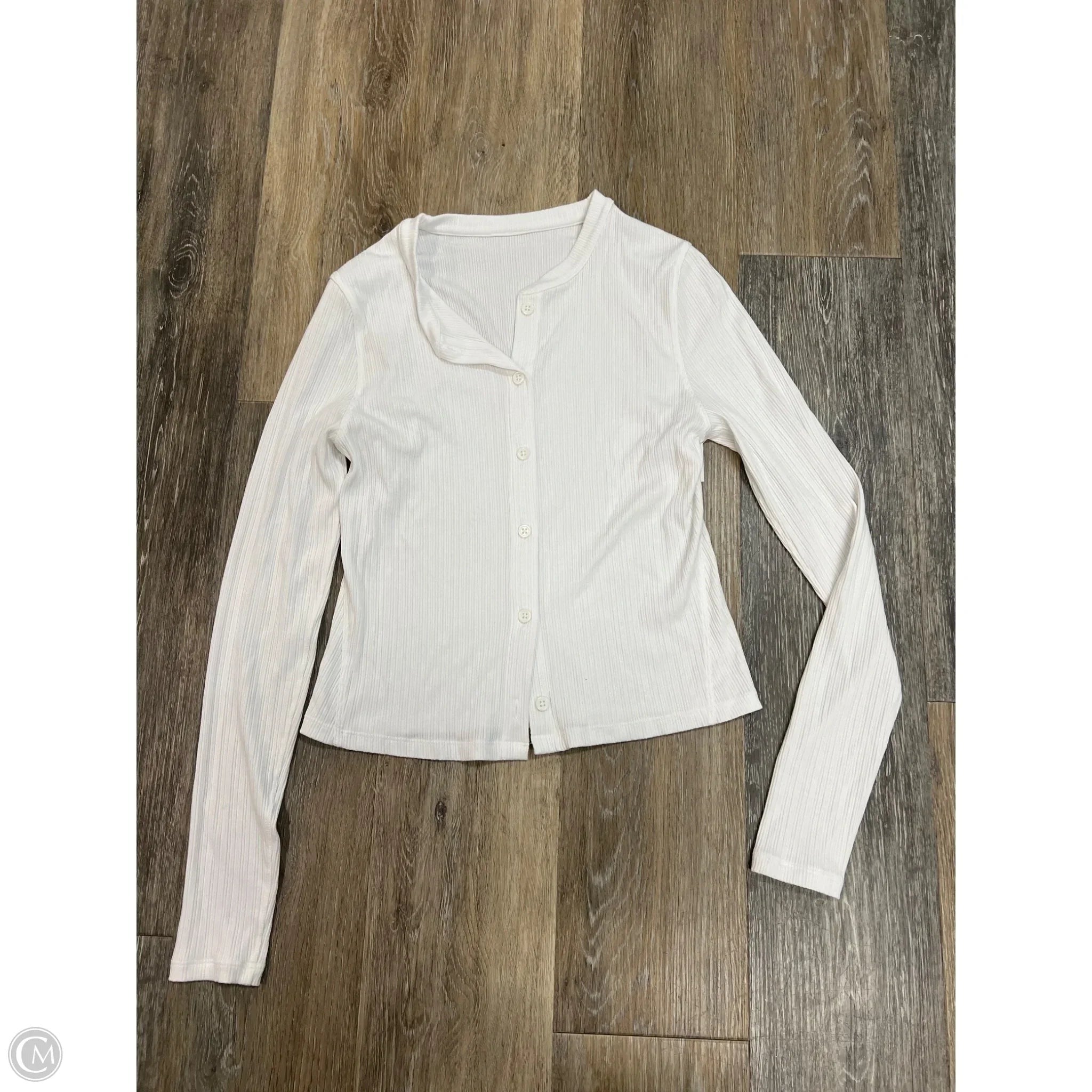 Athletic Top Long Sleeve Collar By Lululemon In White, Size: S