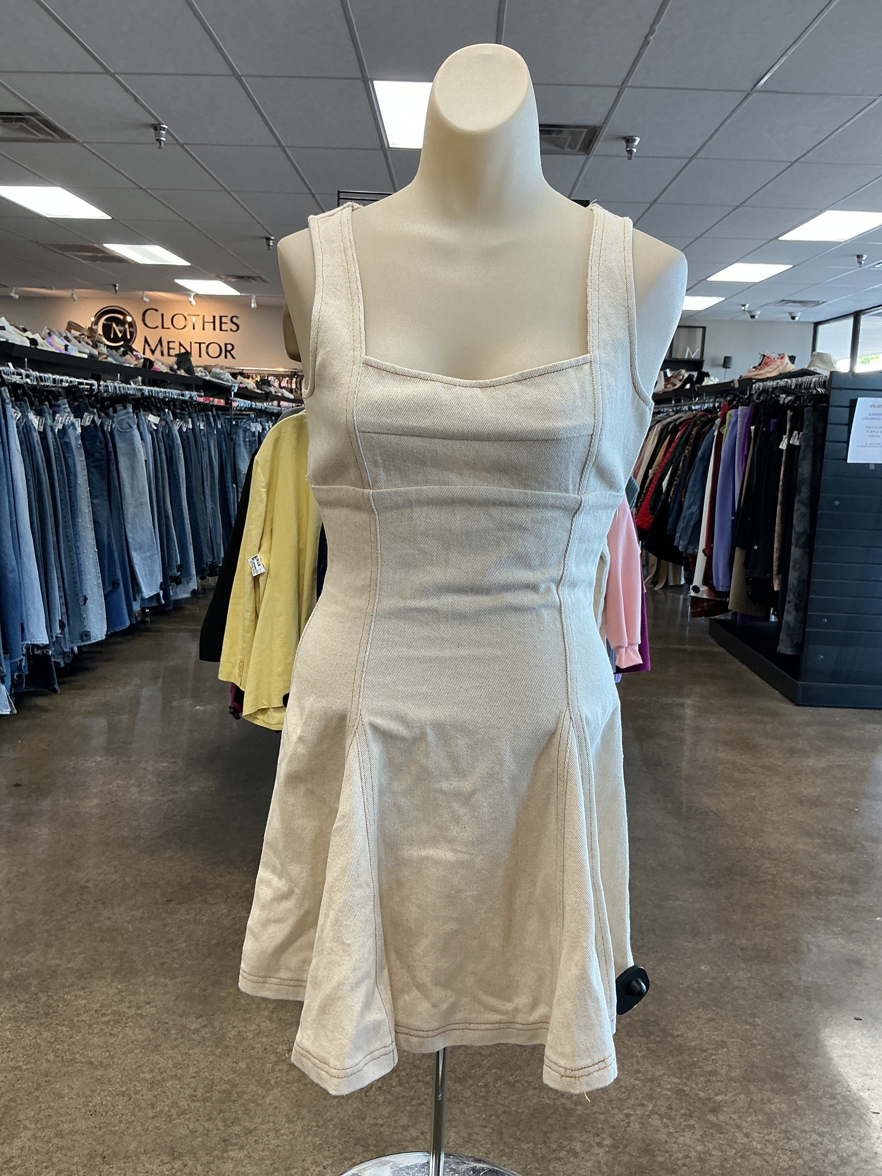 Dress Casual Short By En Saison In Cream Denim, Size:Xs