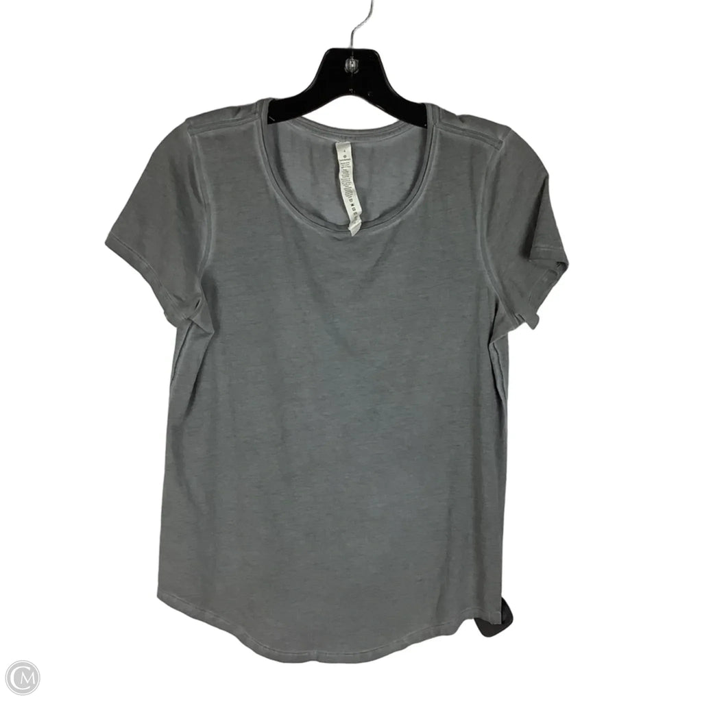 Athletic Top Short Sleeve By Lululemon In Grey, Size: 4