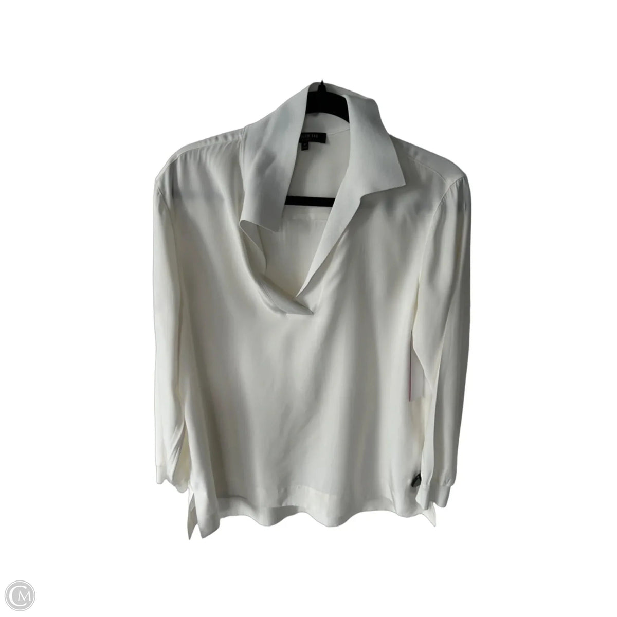 Top Long Sleeve Designer By Lafayette 148 In Cream, Size: M