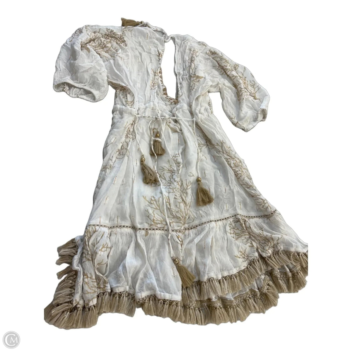 Dress Casual Short By Clothes Mentor In Gold & White, Size: Osfm