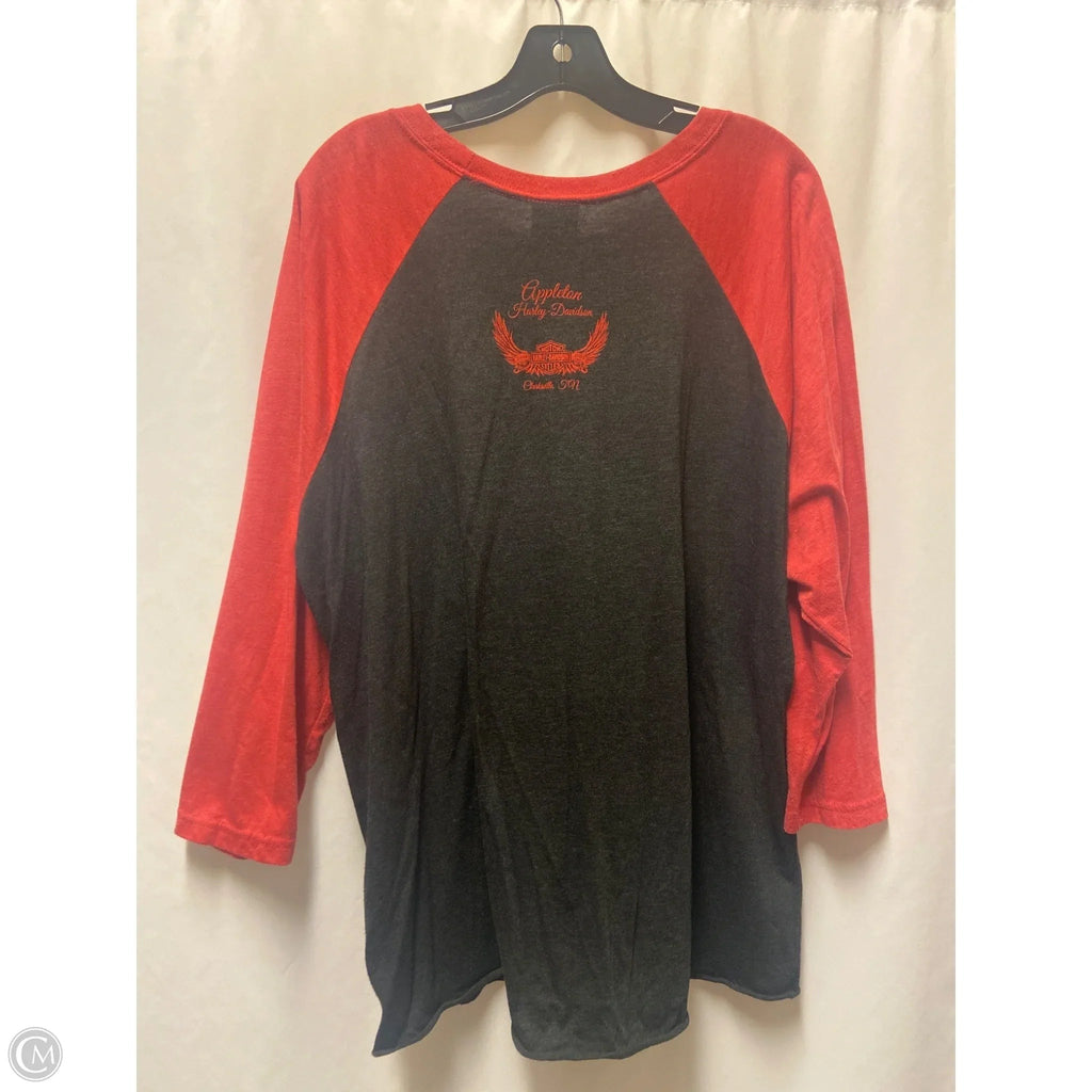 Top Long Sleeve By Harley Davidson In Black & Red, Size: Xxl