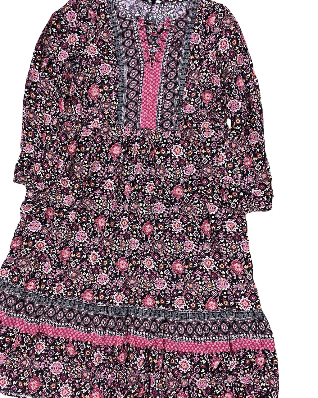 Dress Casual Maxi By Lane Bryant In Black & Pink, Size:1X