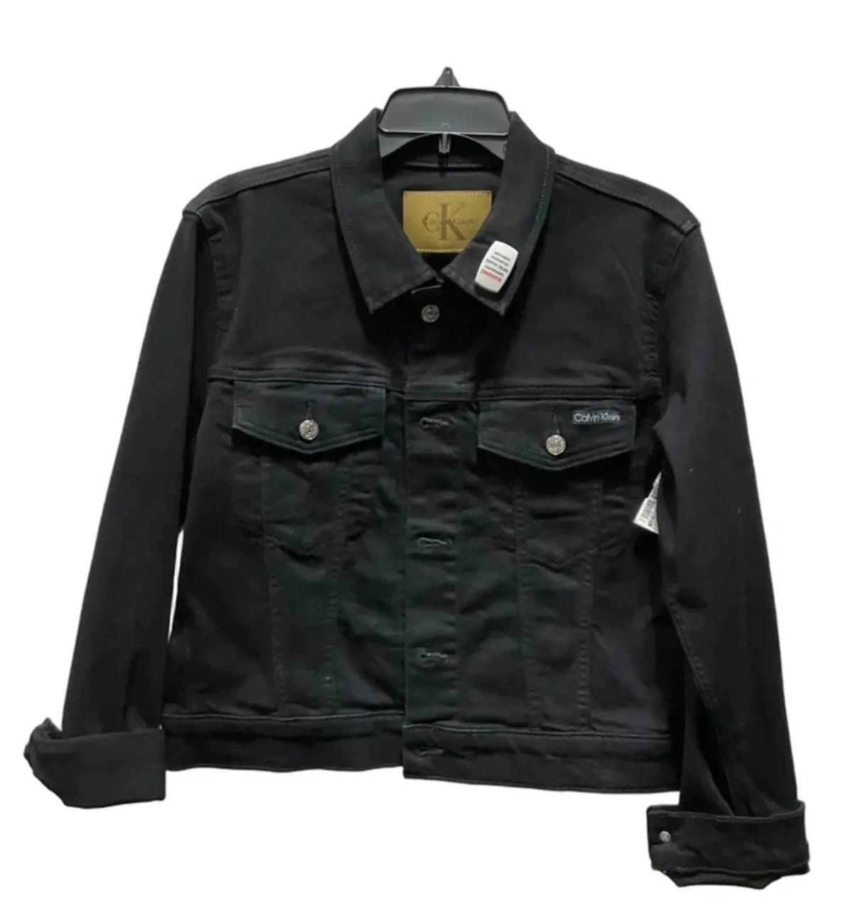Jacket Denim By Calvin Klein In Black, Size: L