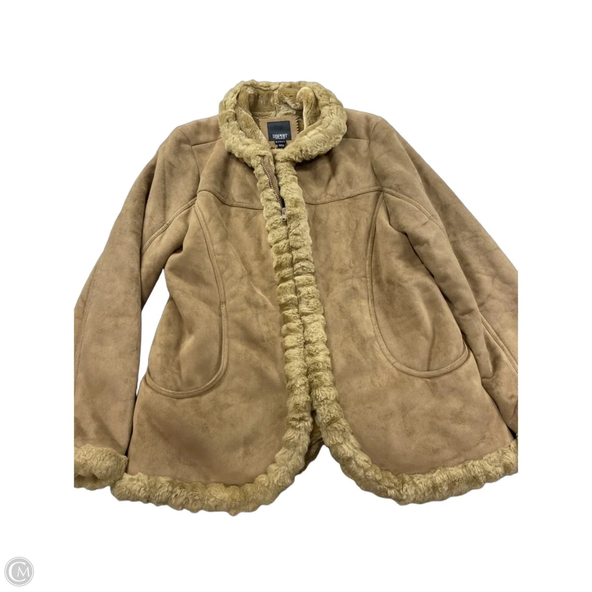 Coat Faux Fur & Sherpa By Esprit In Tan, Size: L