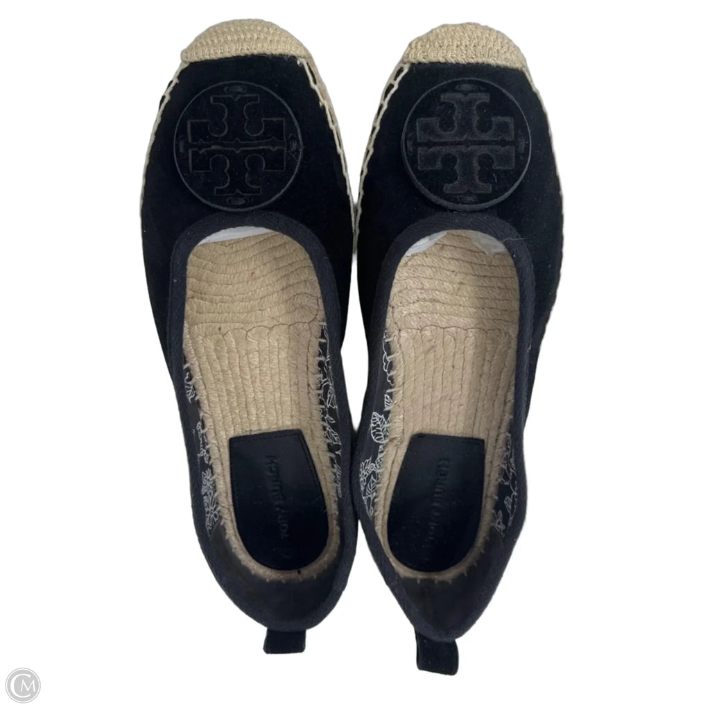 Minnie Ballet Espadrilles Designer By Tory Burch In Black & Cream, Size: 9