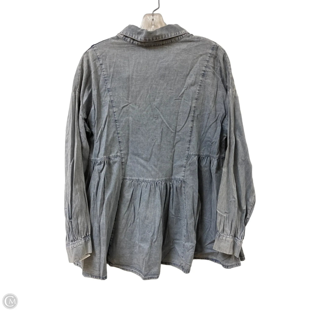 Top Long Sleeve By Easel In Blue Denim, Size: S