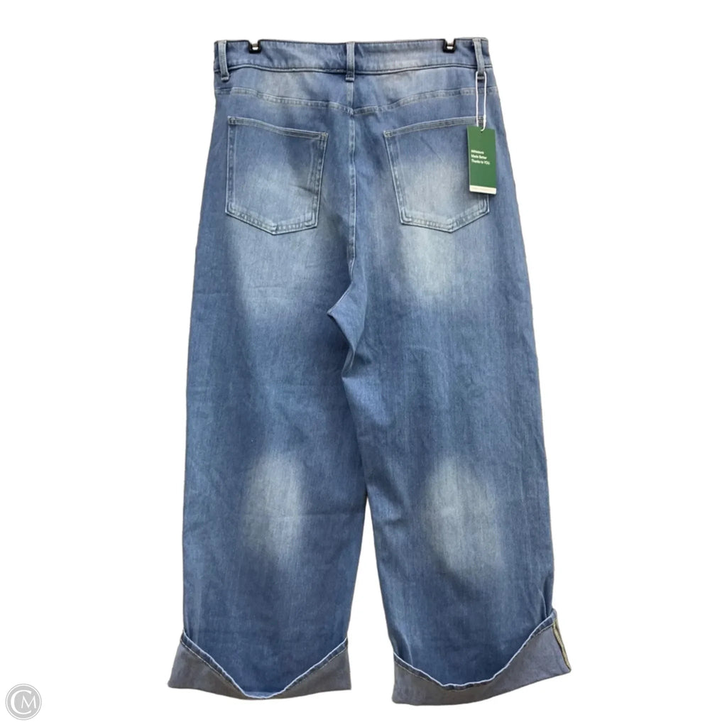 Jeans Wide Leg By Halara In Blue Denim, Size: L