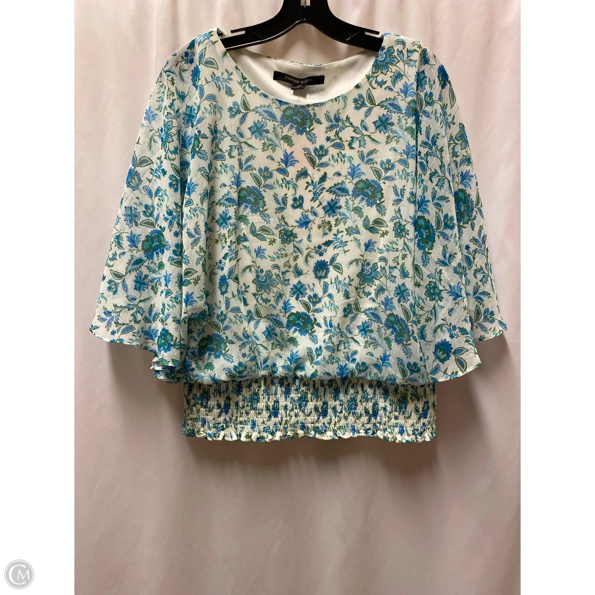 Top Short Sleeve By Cynthia Steffe In Blue & Green, Size: L