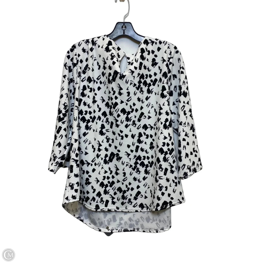 Top 3/4 Sleeve By Melloday In Black & White, Size: 2x