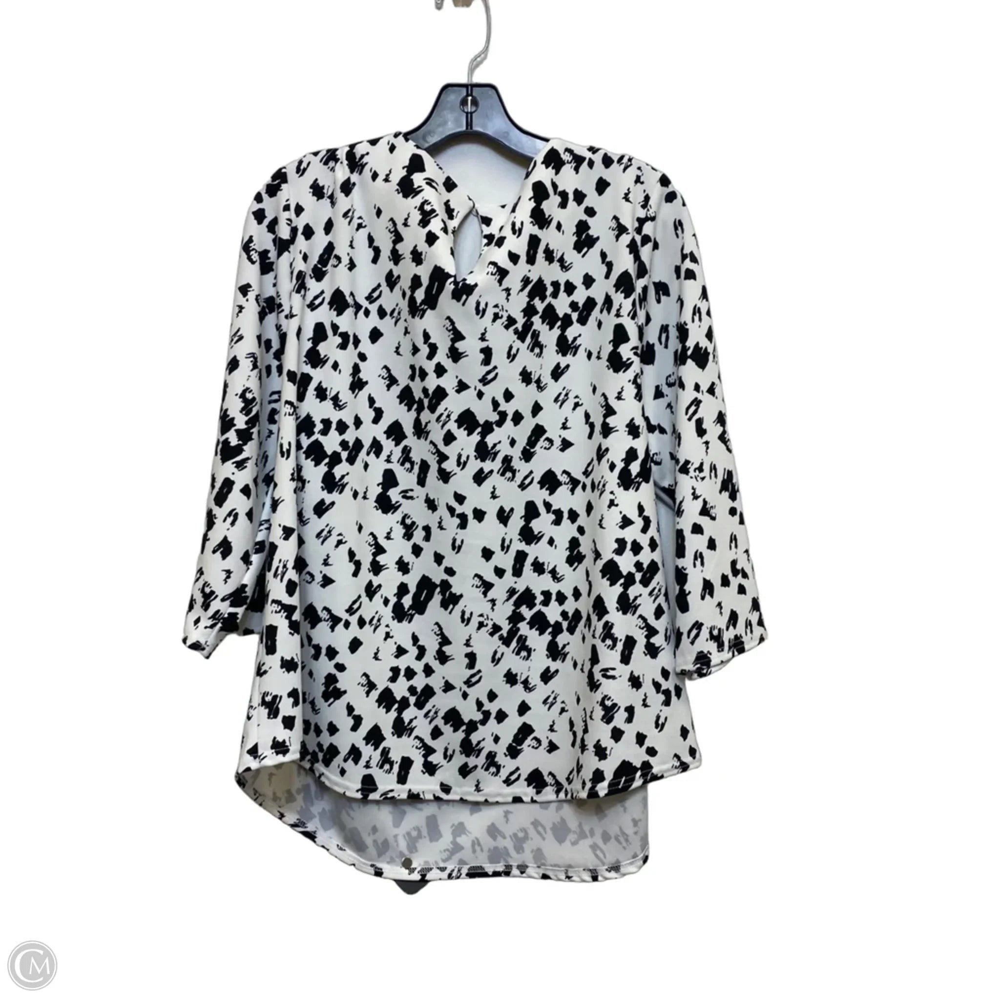 Top 3/4 Sleeve By Melloday In Black & White, Size: 2x