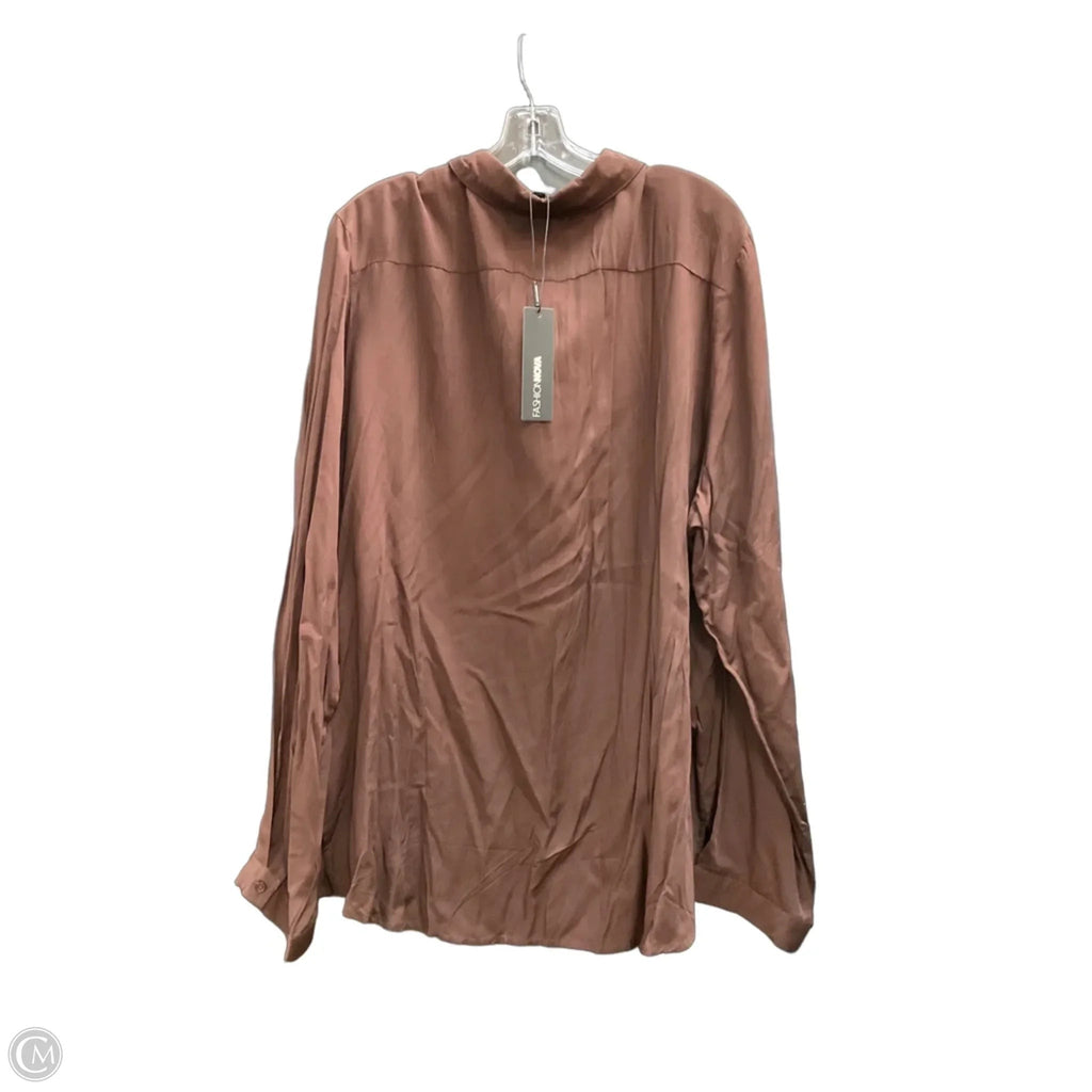 Top Long Sleeve Basic By Fashion Nova In Brown, Size: 3x