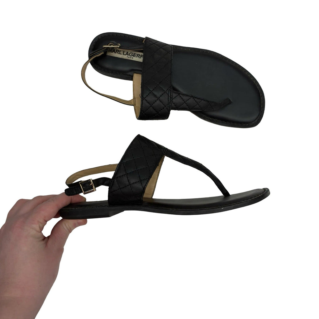 Sandals Designer By Karl Lagerfeld In Black, Size:7