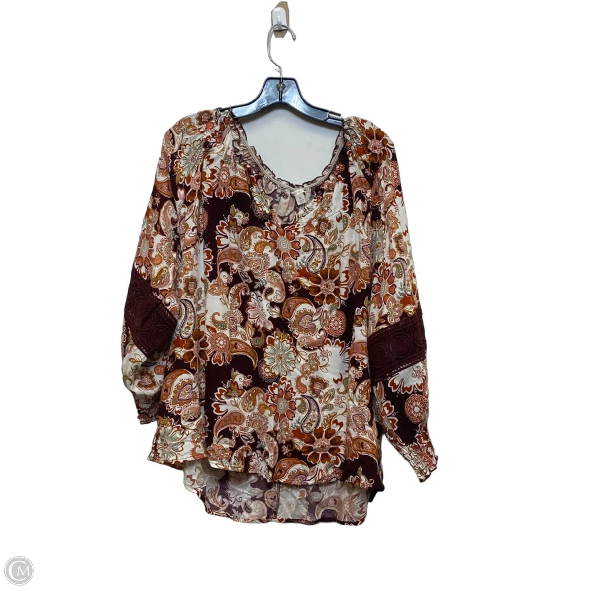 Top Long Sleeve By Cato In Orange & Red, Size: Xl
