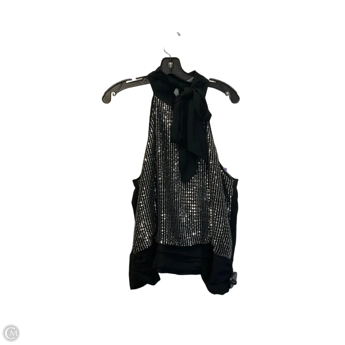 Top Sleeveless By New York And Co In Black & Silver, Size: Xl