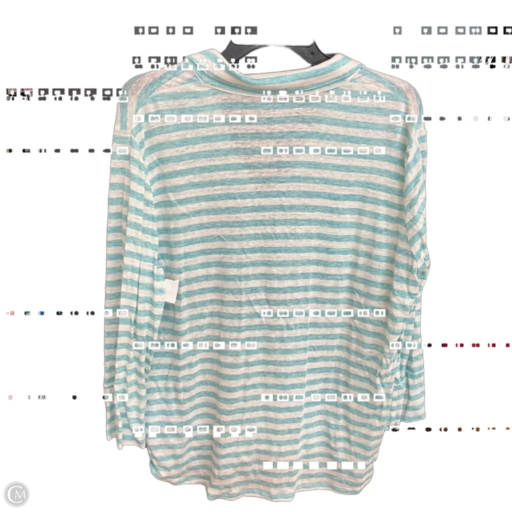 Blouse Long Sleeve By J Mclaughlin In Blue & White, Size: Xl