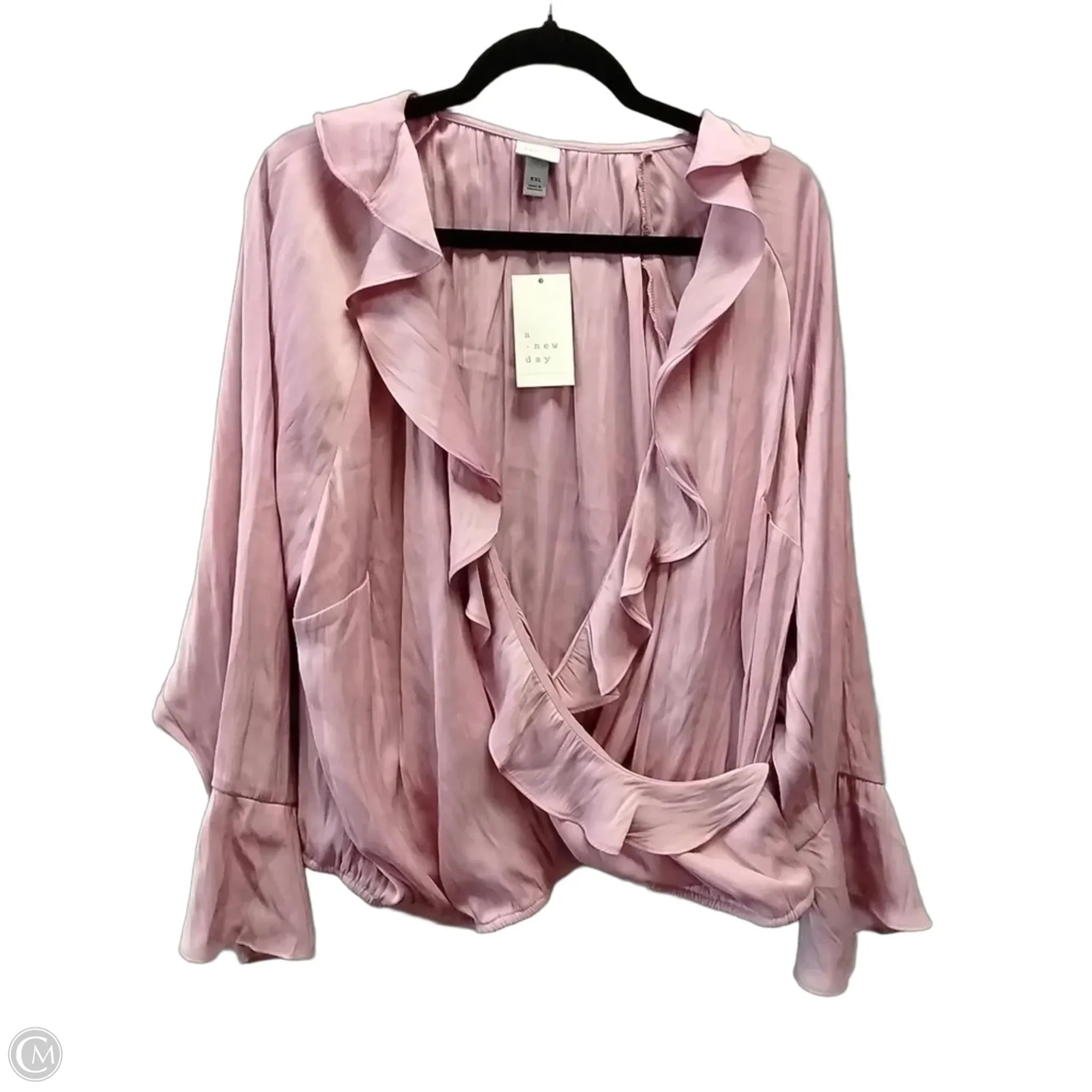 Blouse Long Sleeve By A New Day In Pink, Size: Xxl