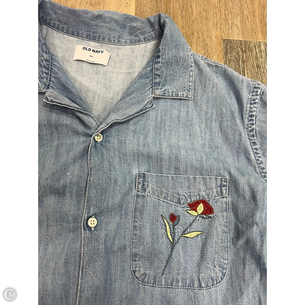Blouse Short Sleeve By Old Navy In Blue, Size: Xxl