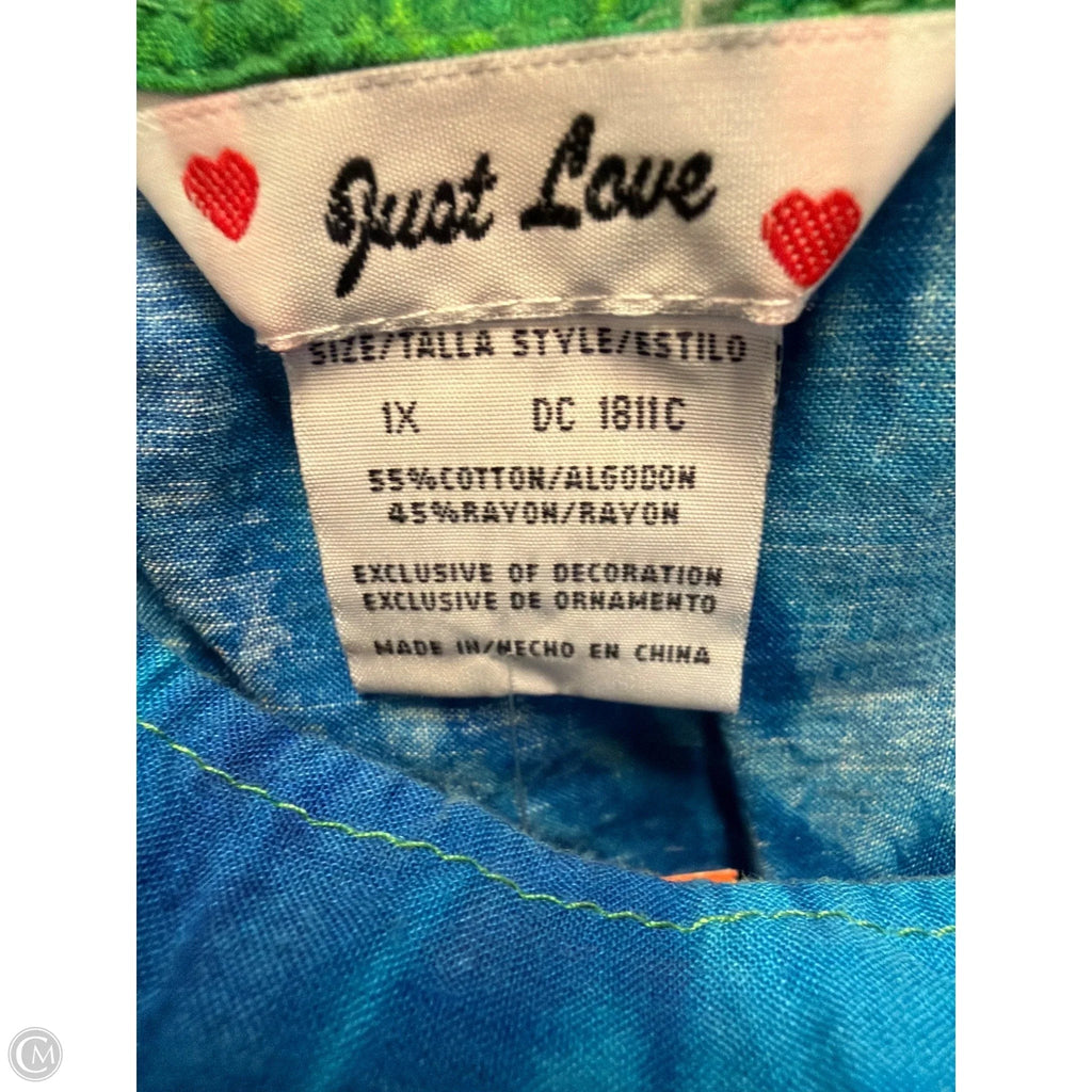Dress Casual Midi By Just Love In Blue & Green, Size: 1x