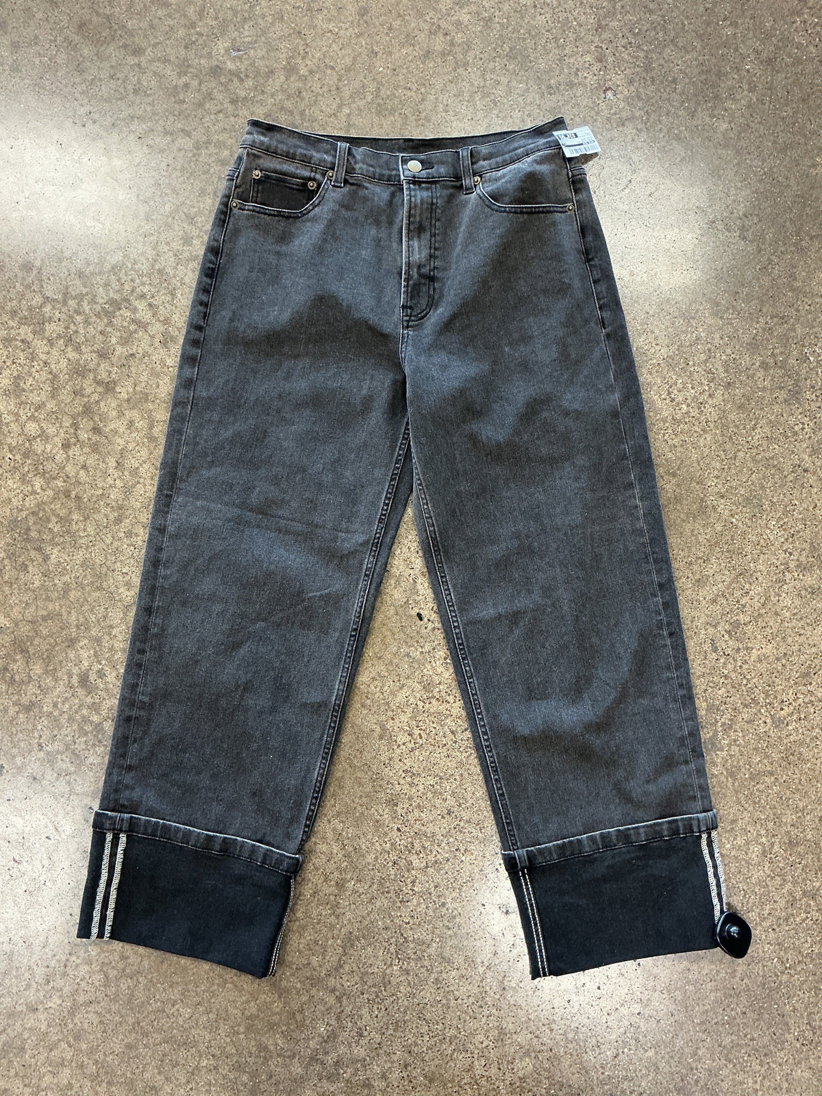 Jeans Wide Leg By Miou Muse In Black Denim, Size:L