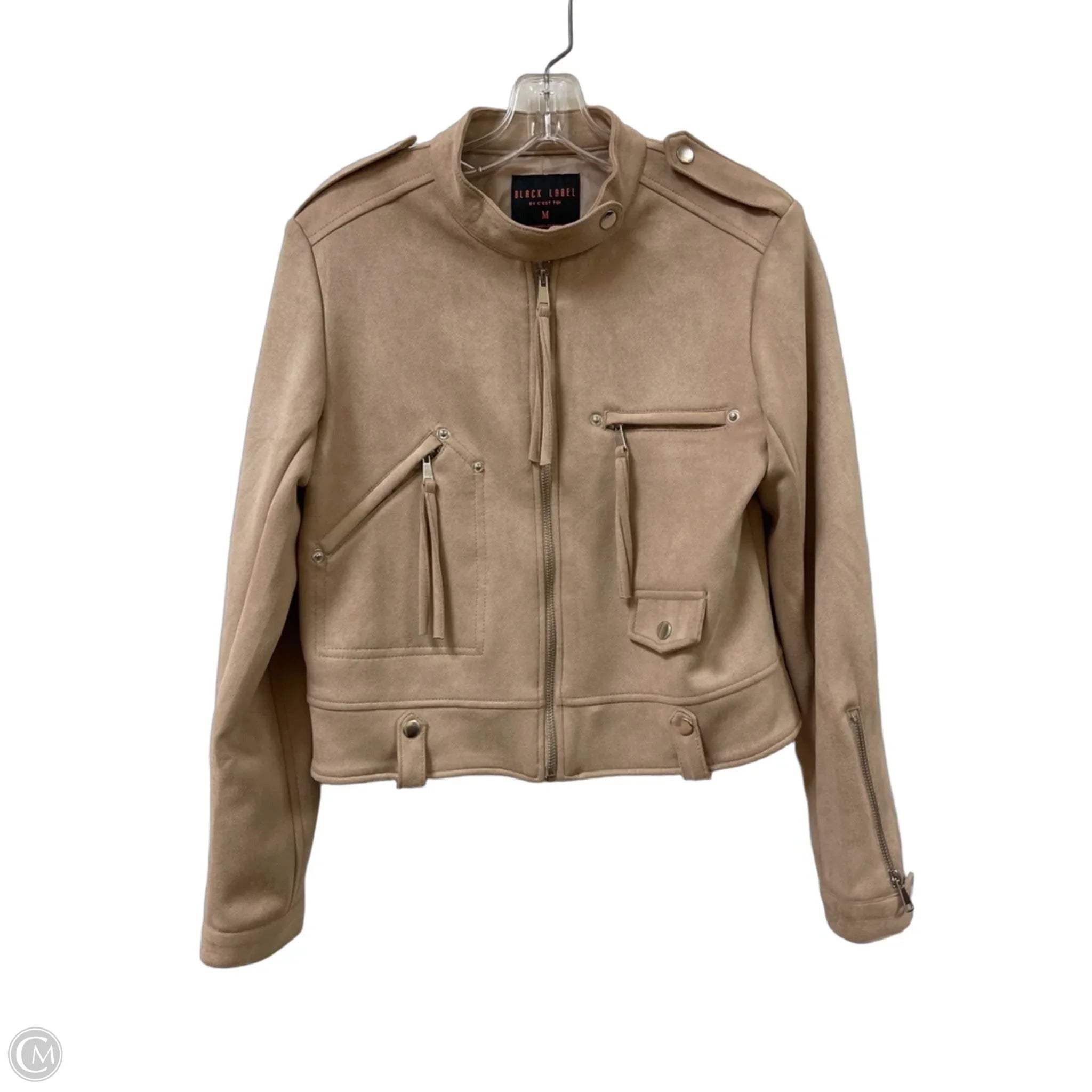 Jacket Moto By Clothes Mentor In Brown, Size: M