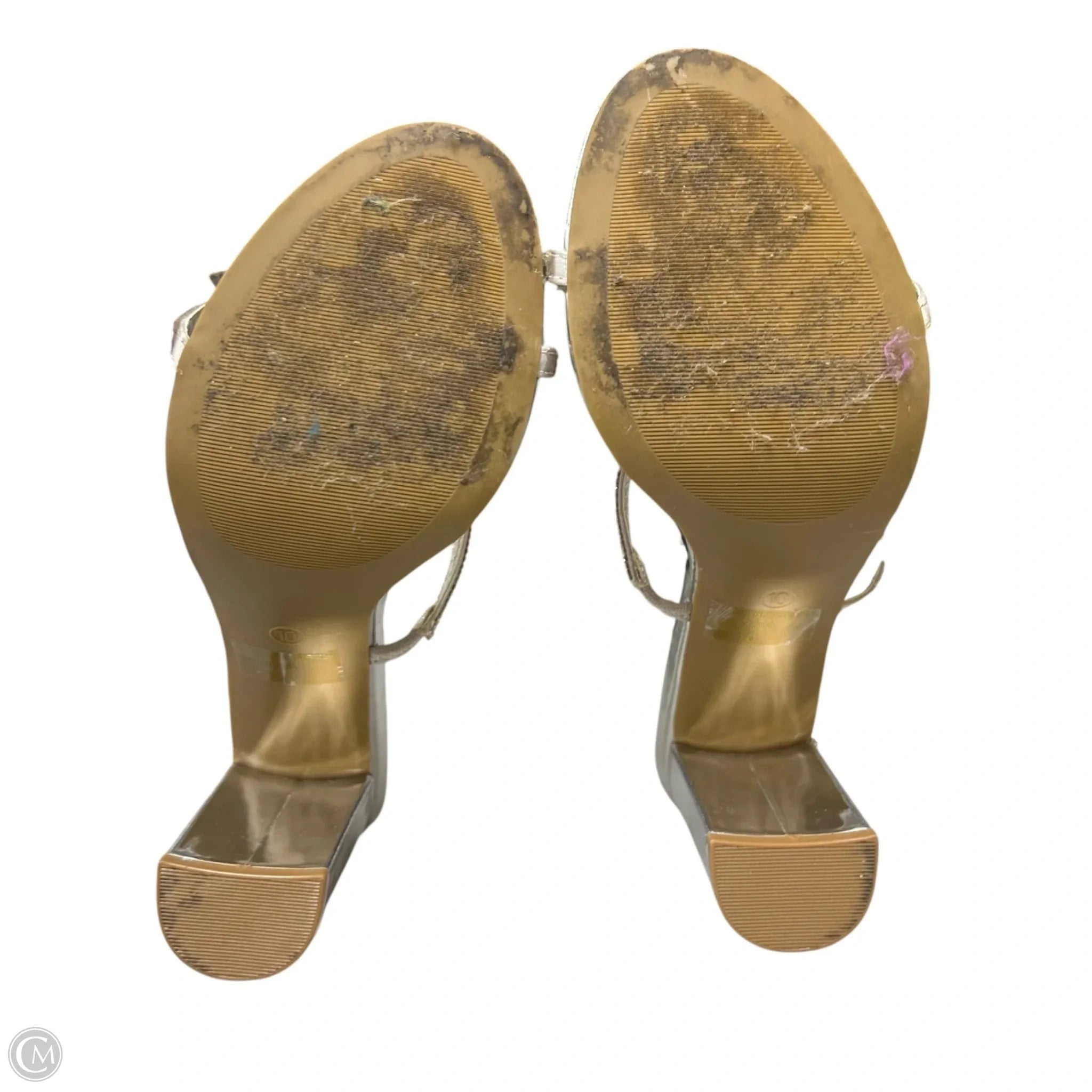Sandals Heels Block By Wild Diva In Silver, Size: 10