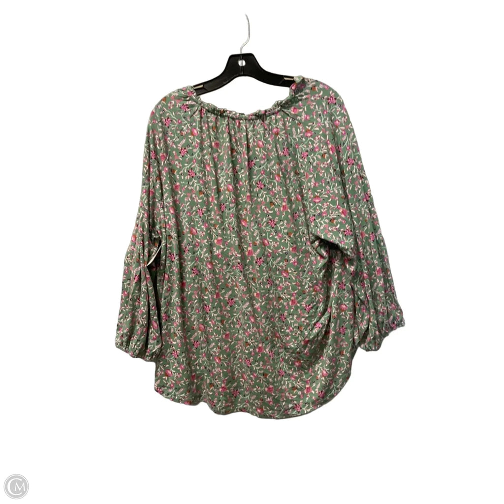 Top Long Sleeve By Wonderly In Green, Size: 2x