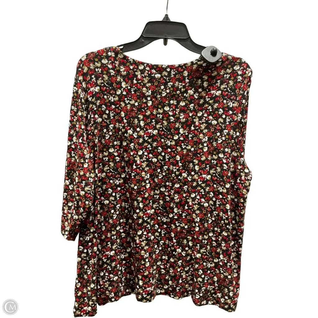 Top 3/4 Sleeve By J. Jill In Floral Print, Size: Xl