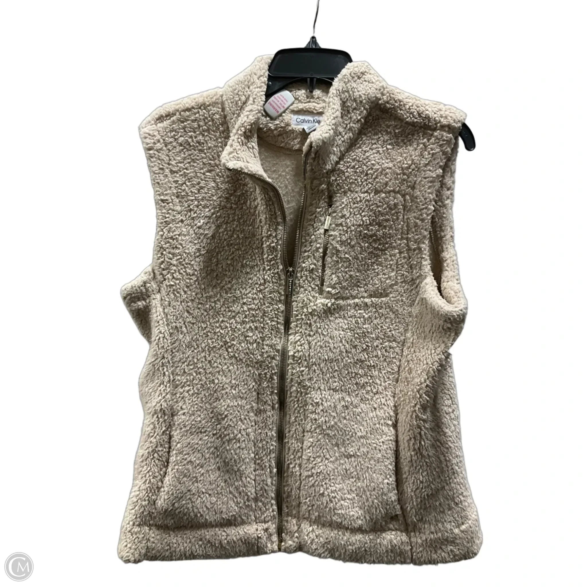 Vest Faux Fur & Sherpa By Calvin Klein In Beige, Size: L