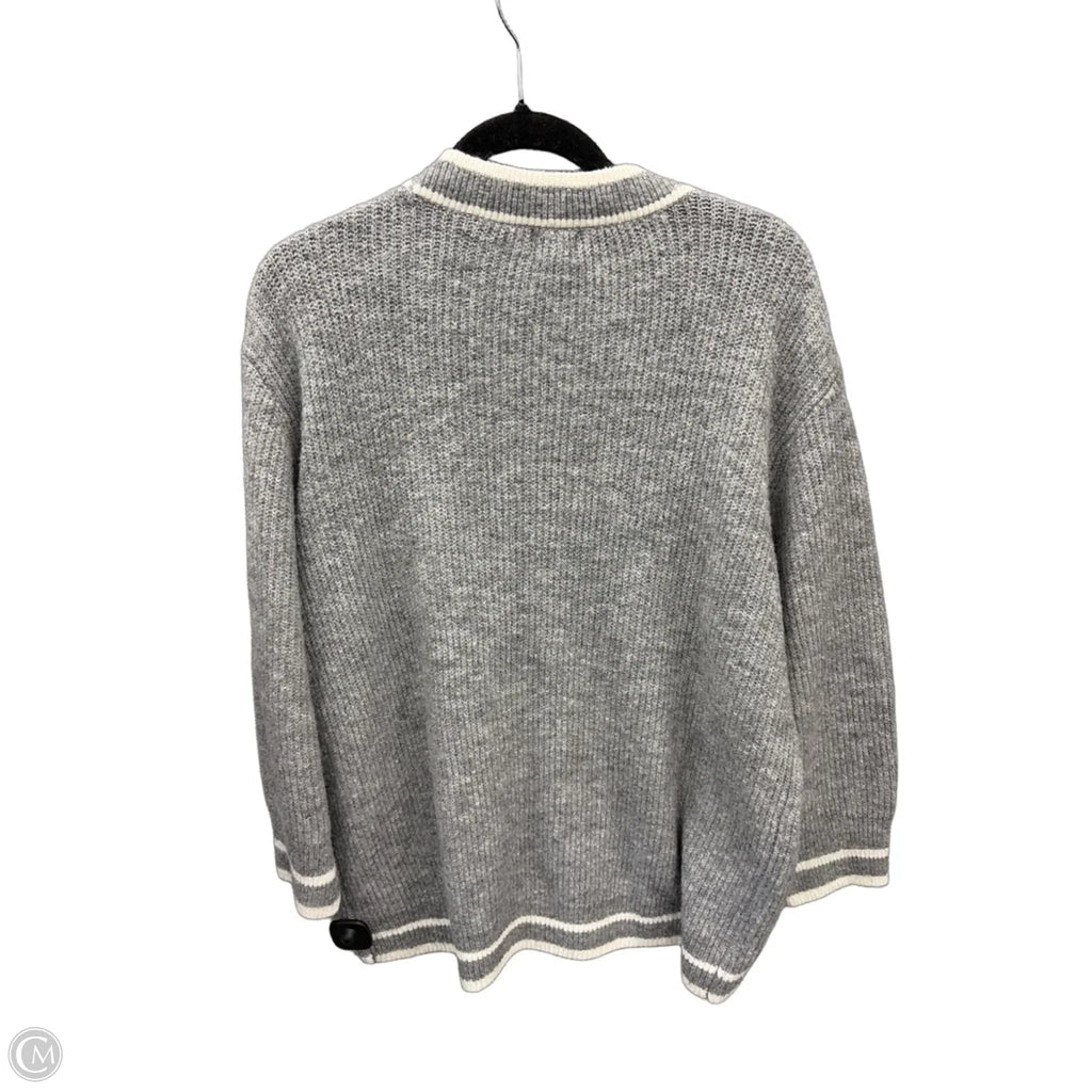 Sweater Cardigan By A New Day In Grey & White, Size: S
