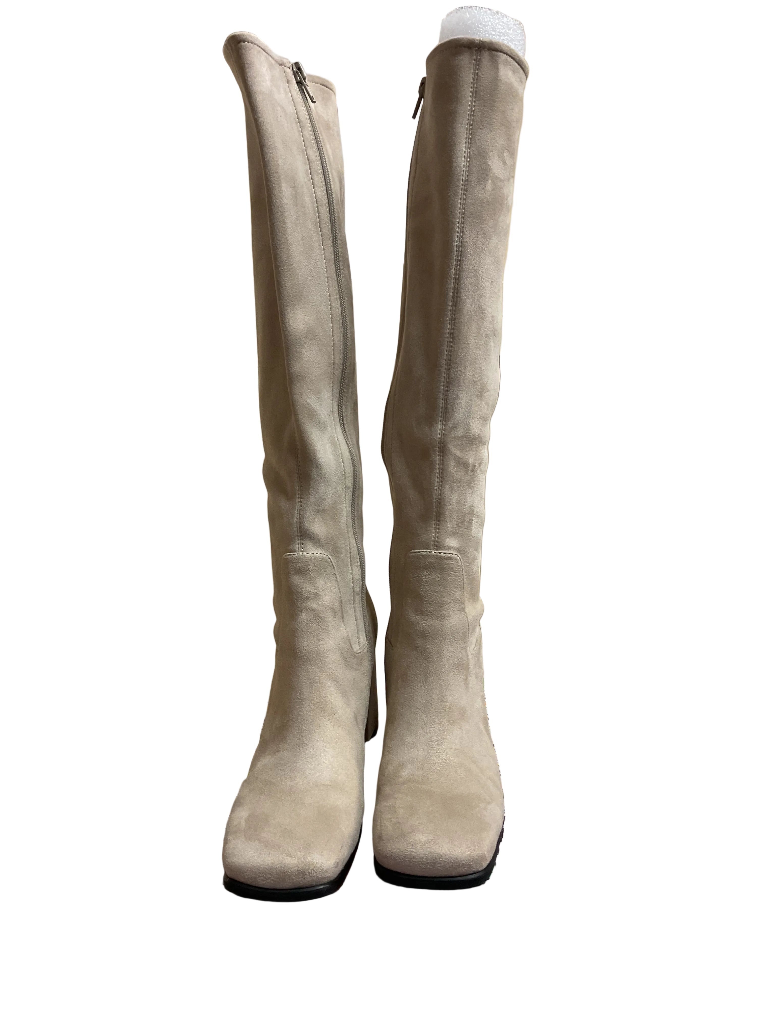 Boots Knee Heels By Jeffrey Campbell In Cream, Size:7