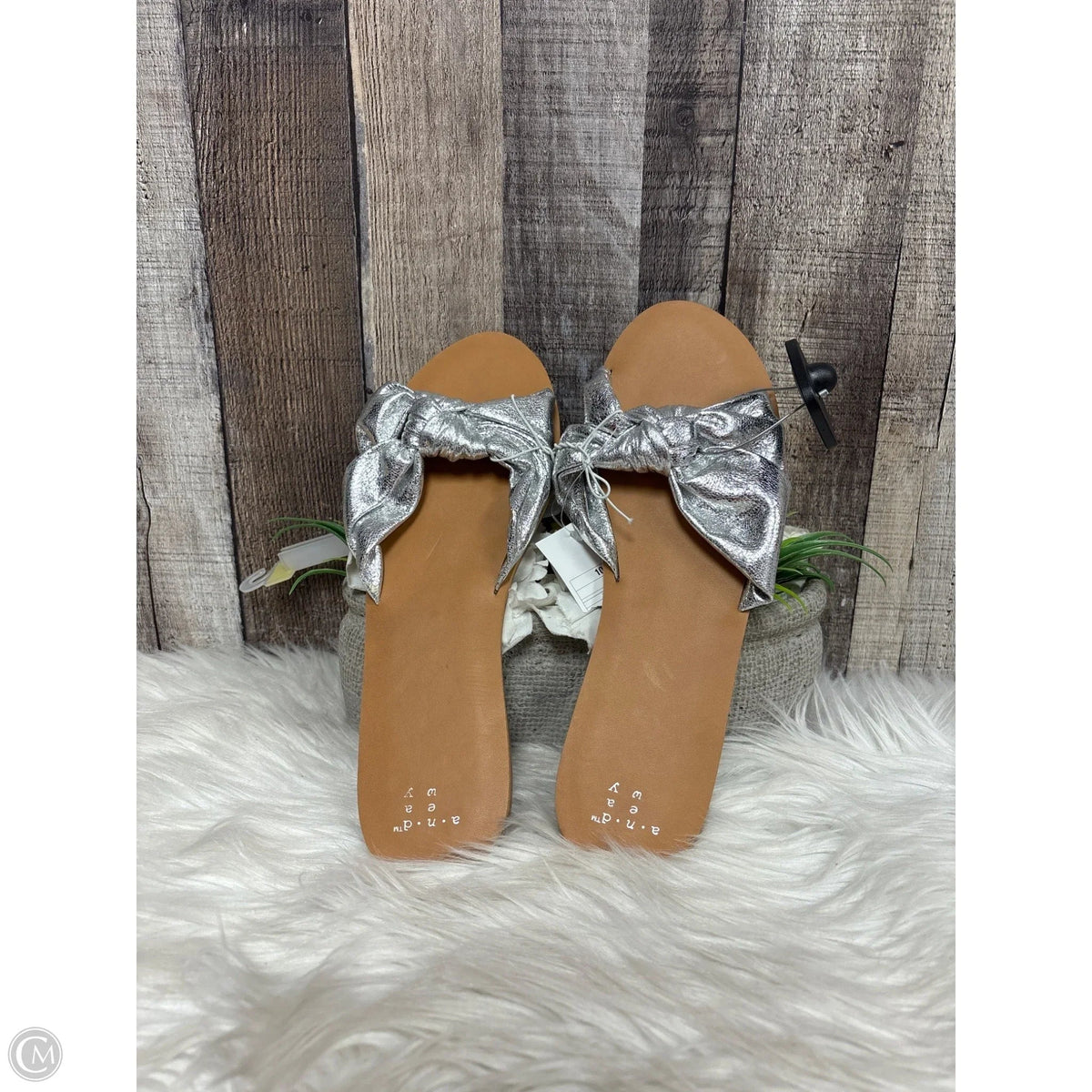 Sandals Flats By A New Day In Silver, Size: 10
