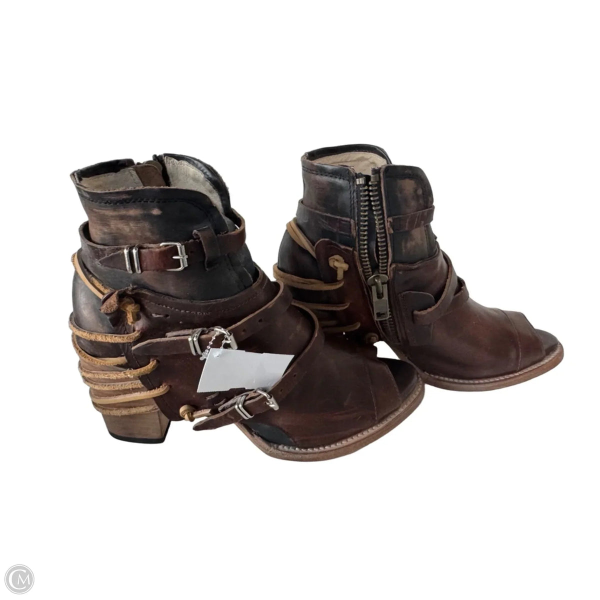 Boots Ankle Heels By Freebird In Brown, Size: 12
